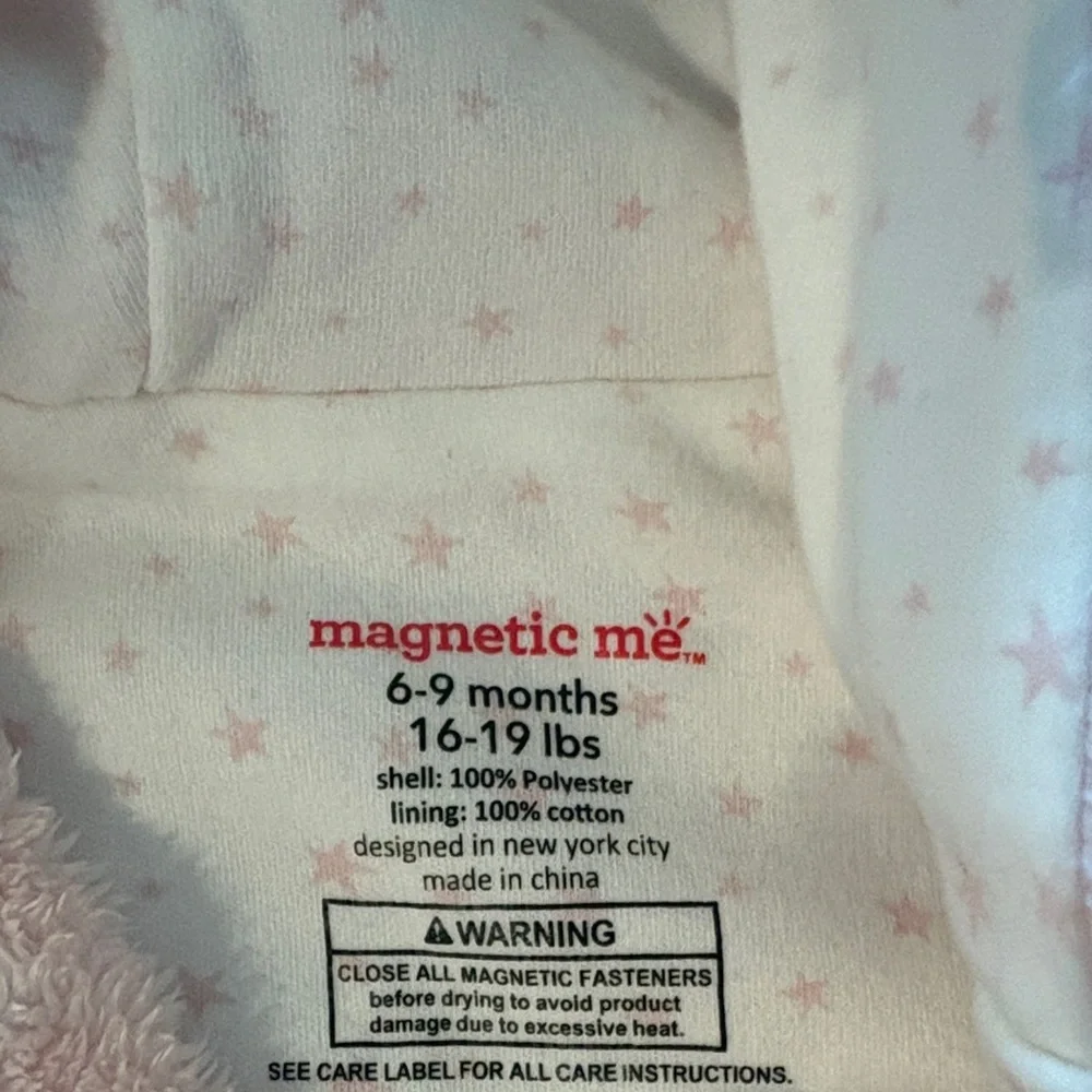 Magnetic Me Pink fuzzy teddy Bear Footie suit - Picture 2 of 6